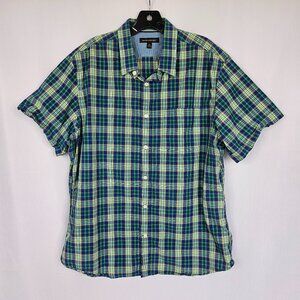 BANANA REPUBLIC Men's Plaid Short Sleeve Button Down Shirt, Size XL